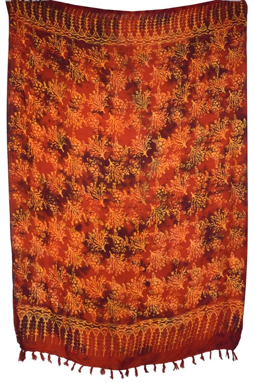 Sarong Tuch gebatikt Korallen und Schildkröten Motiv