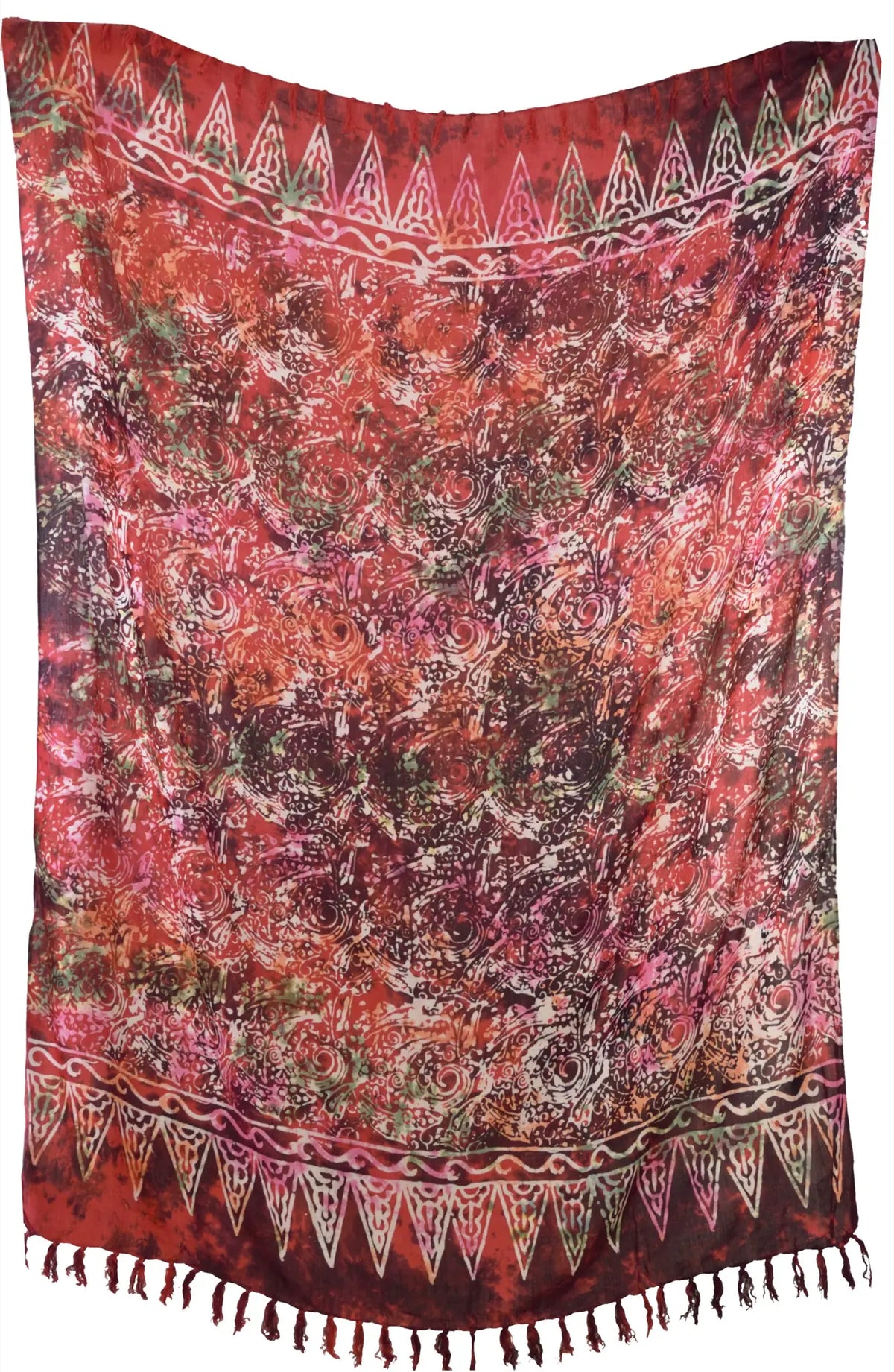 Roter Sarong mit gebatiktem Muster