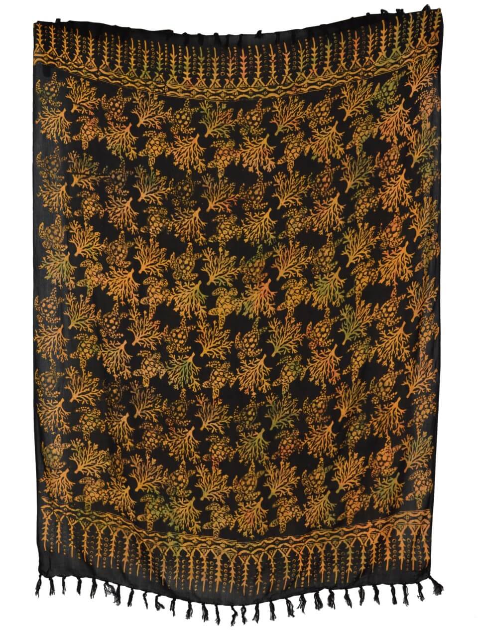 Sarong Tuch gebatikt Korallen und Schildkröten Motiv