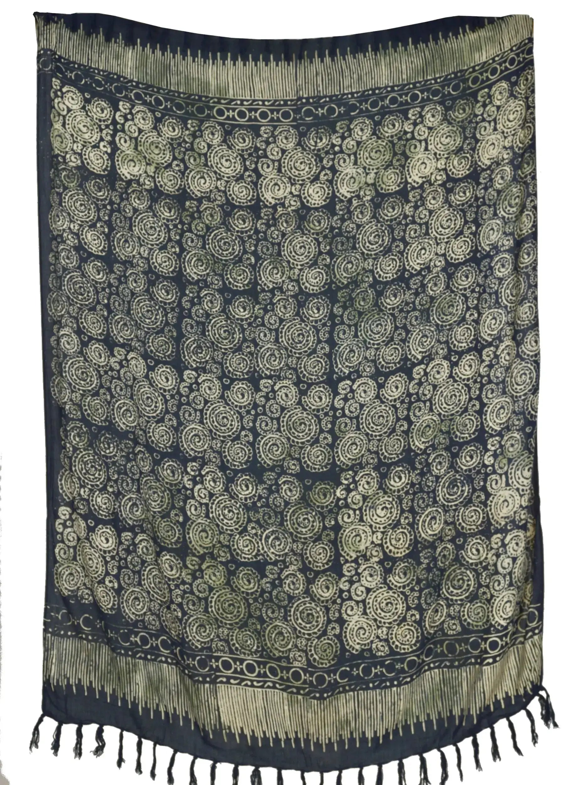 Schwarzer Sarong Spiralenmuster Lunghi Pareo Tuch