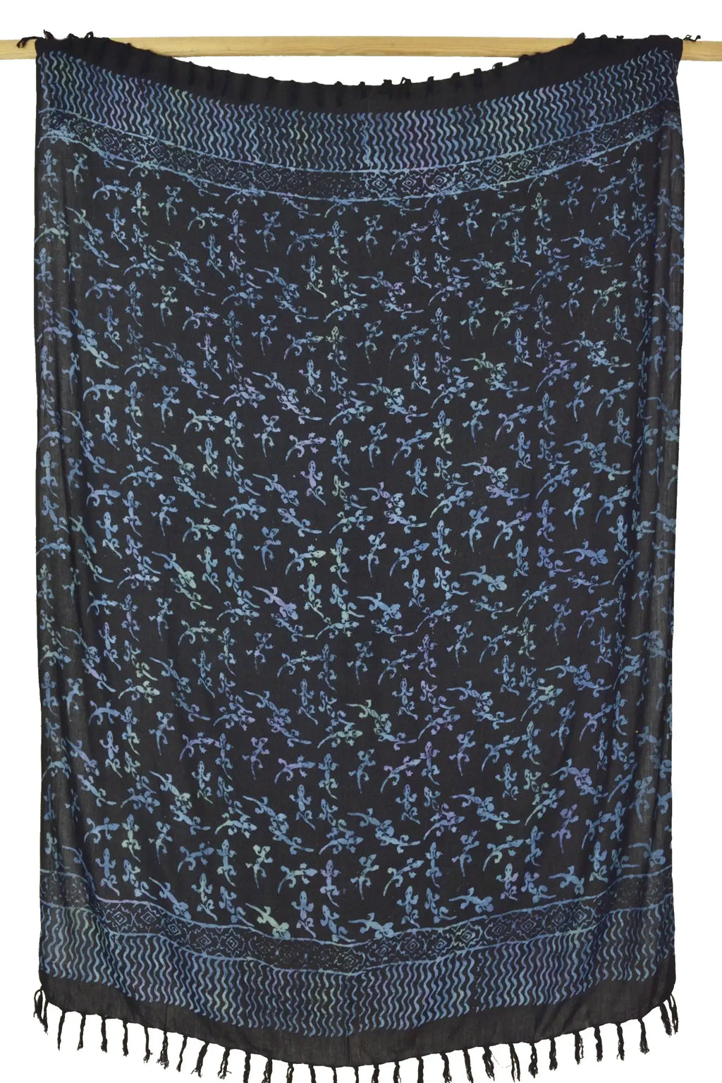 Sarong Hellblau mit Geckos Lunghi Pareo Tuch