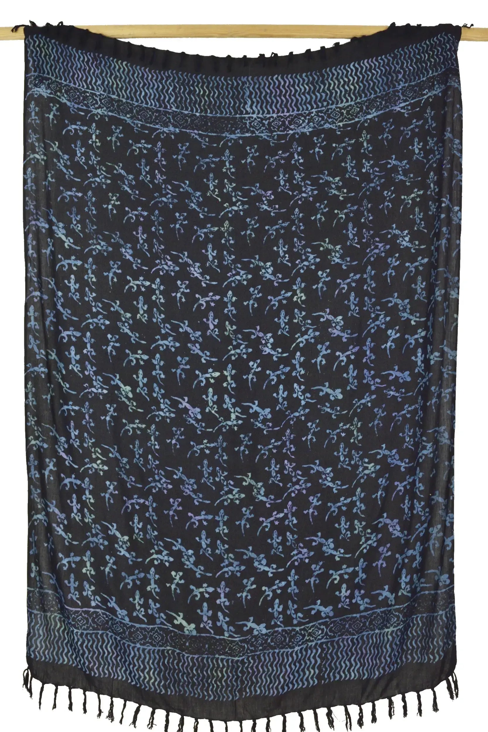 Sarong Hellblau mit Geckos Lunghi Pareo Tuch