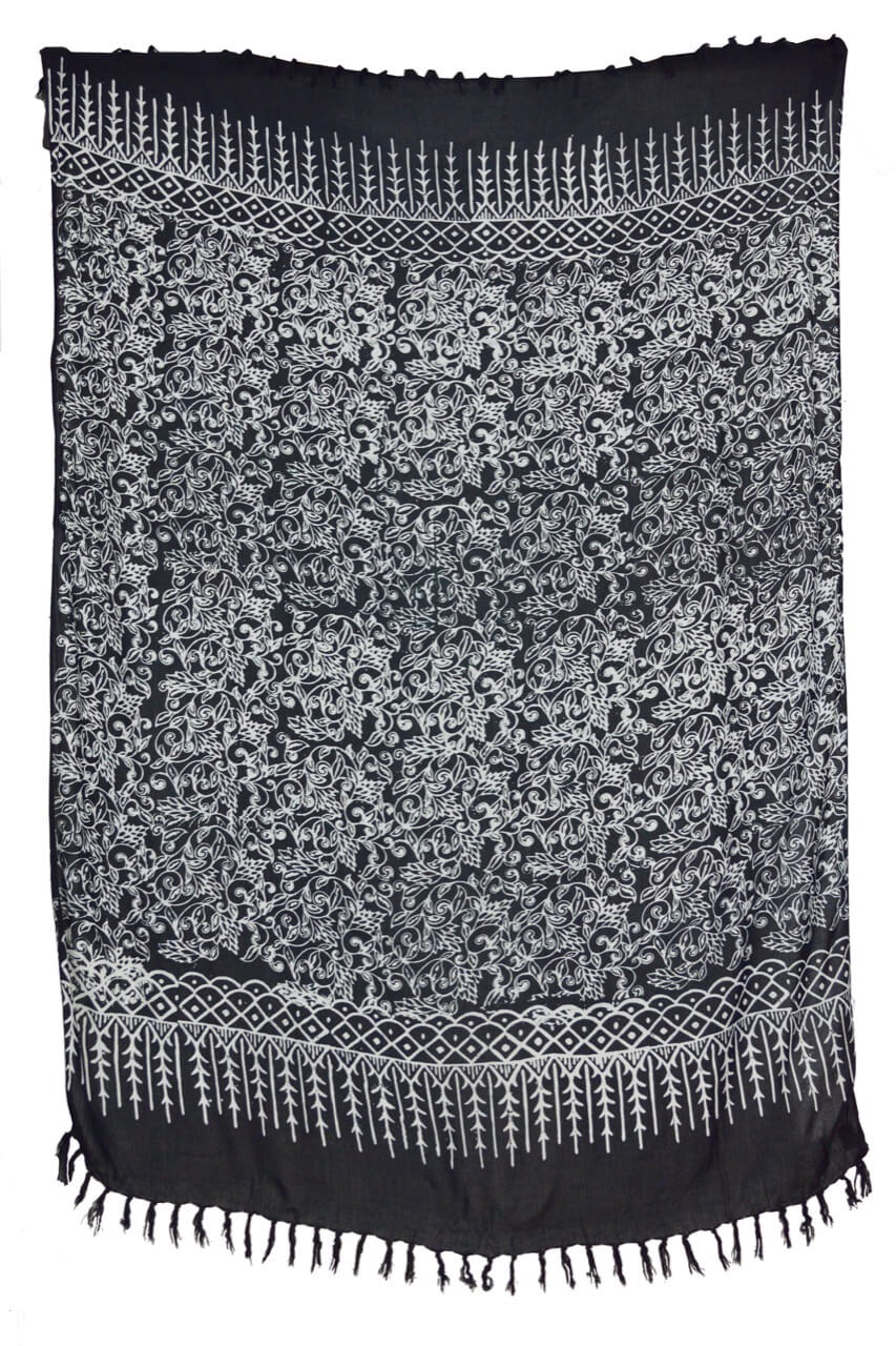 Schwarz Weisser Pareo florales Muster Lunghi Sarong Tuch