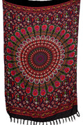 Sarong Rot Schwarz Mandala Lunghi Pareo Tuch
