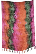 Batik Sarong Oliv-Pink-Orange Lunghi Pareo Tuch
