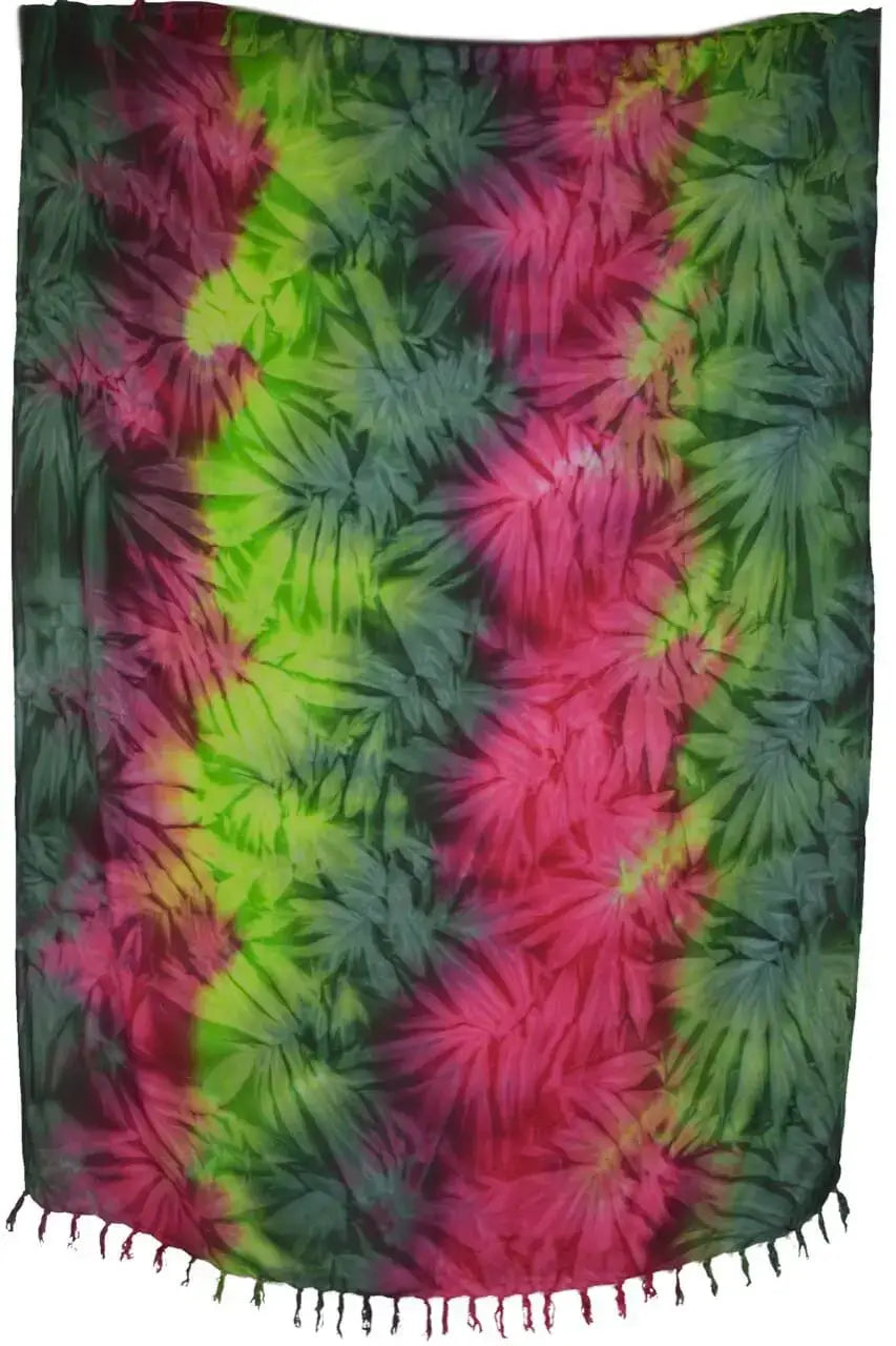 Batik Sarong Pareo Oliv-Grün-Rot Lunghi Pareo Tuch
