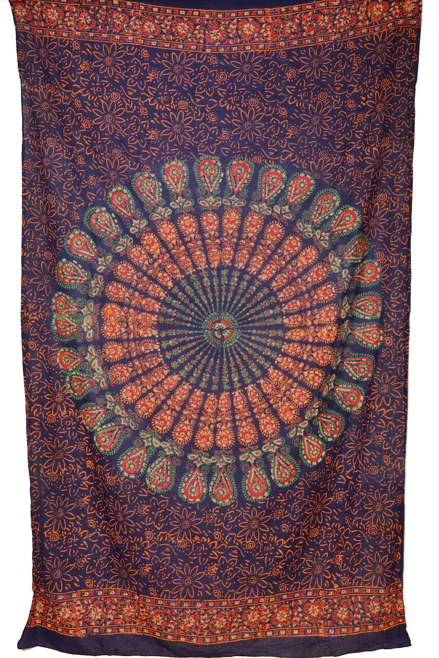 Pfauenrad-Mandala Sarong Baumwolle Lunghi, Pareo