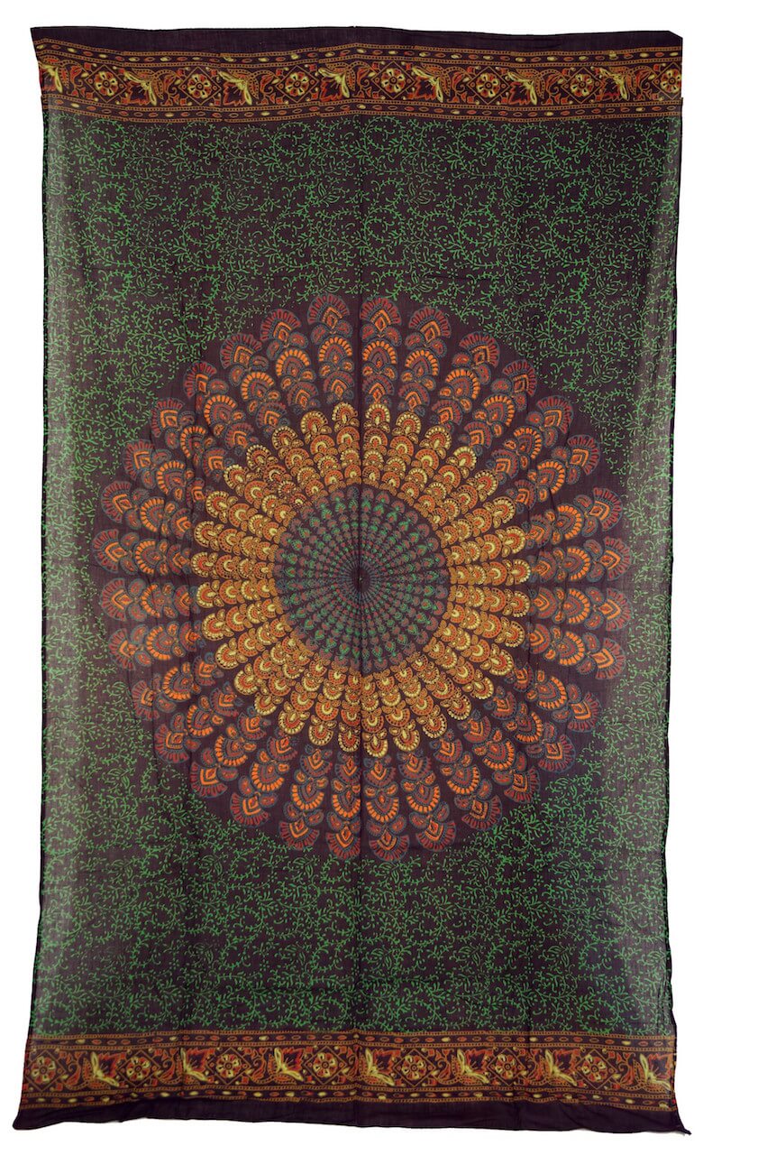 Pfauenrad-Mandala Sarong Baumwolle Lunghi, Pareo