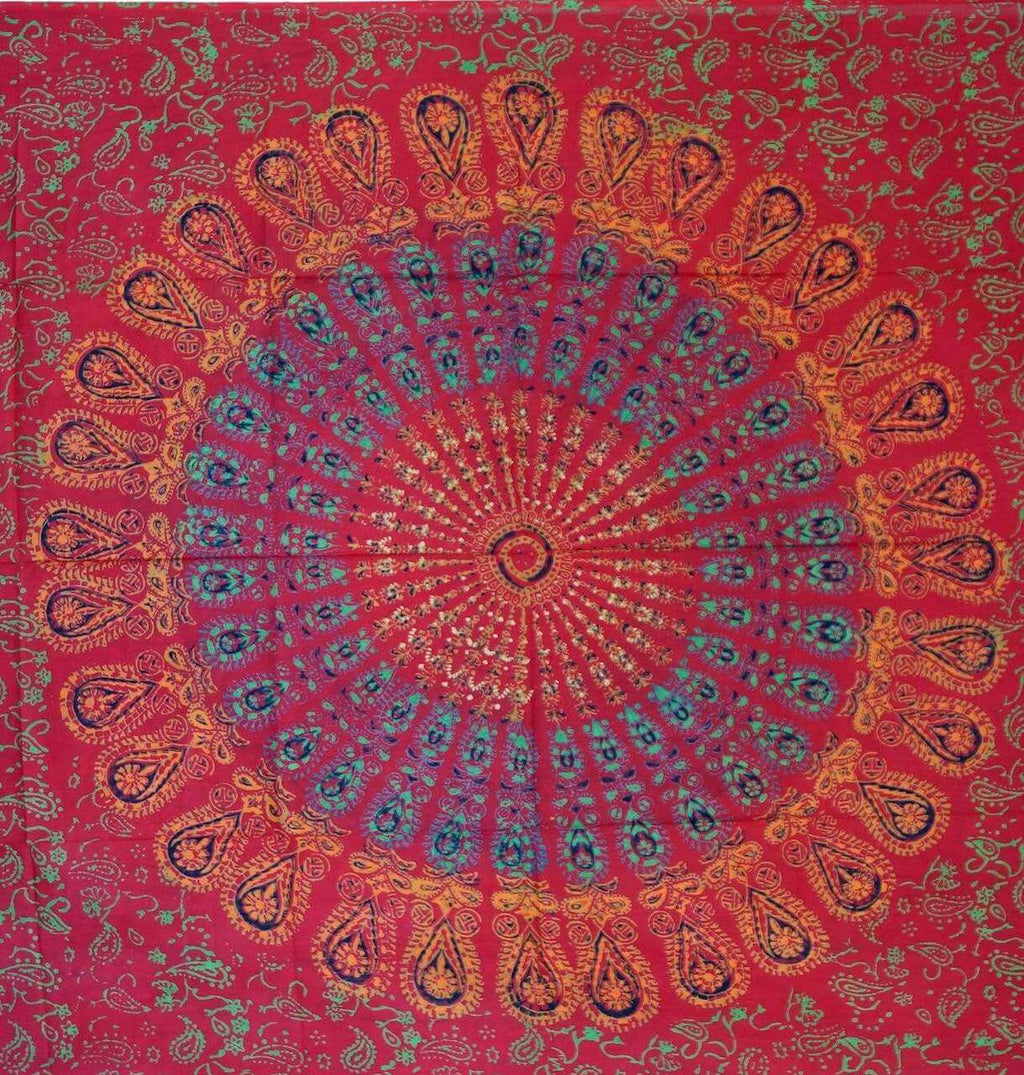 Pfauenrad-Mandala Sarong Baumwolle Lunghi, Pareo