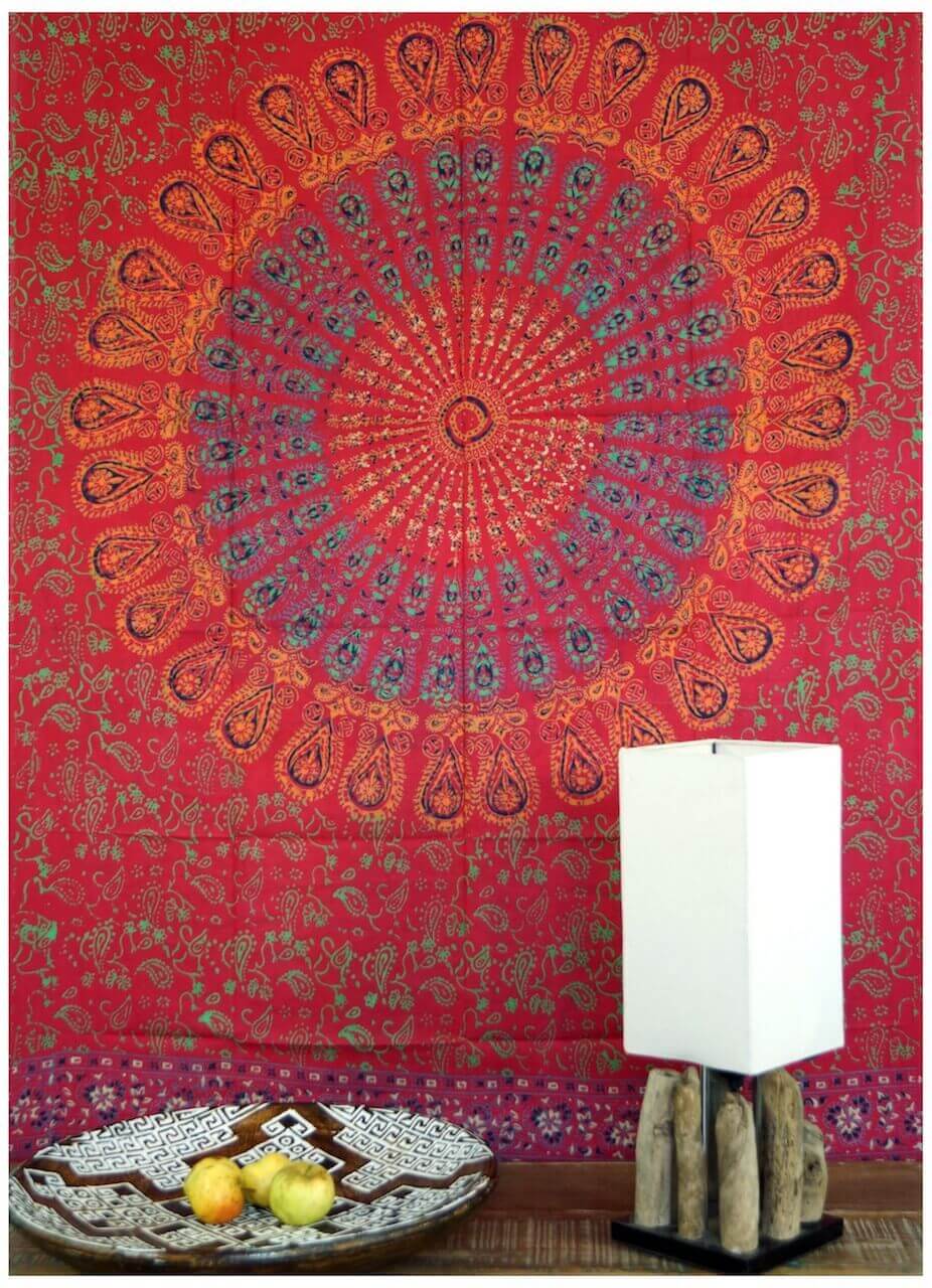 Pfauenrad-Mandala Sarong Baumwolle Lunghi, Pareo