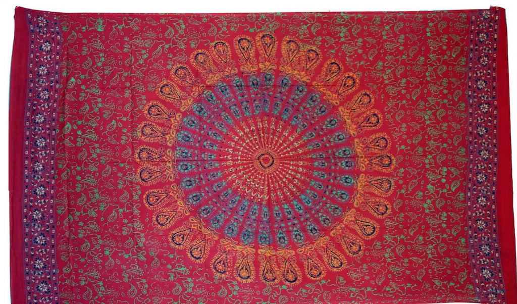 Pfauenrad-Mandala Sarong Baumwolle Lunghi, Pareo