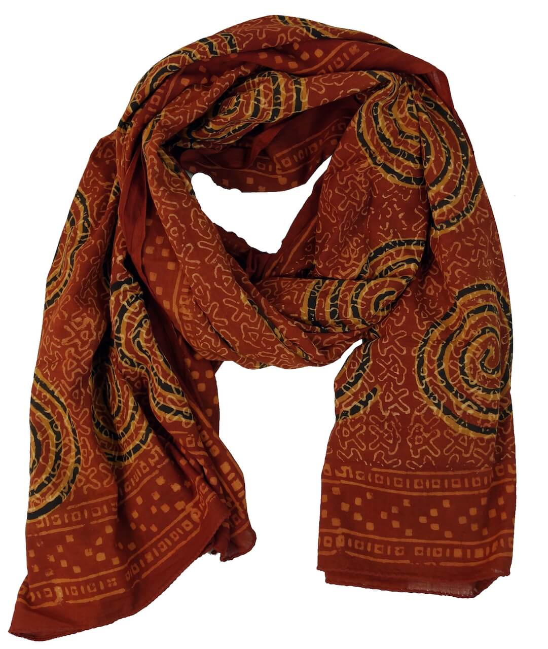 Spiralen Sarong Baumwolle Lunghi Terracotta Naturfarbe