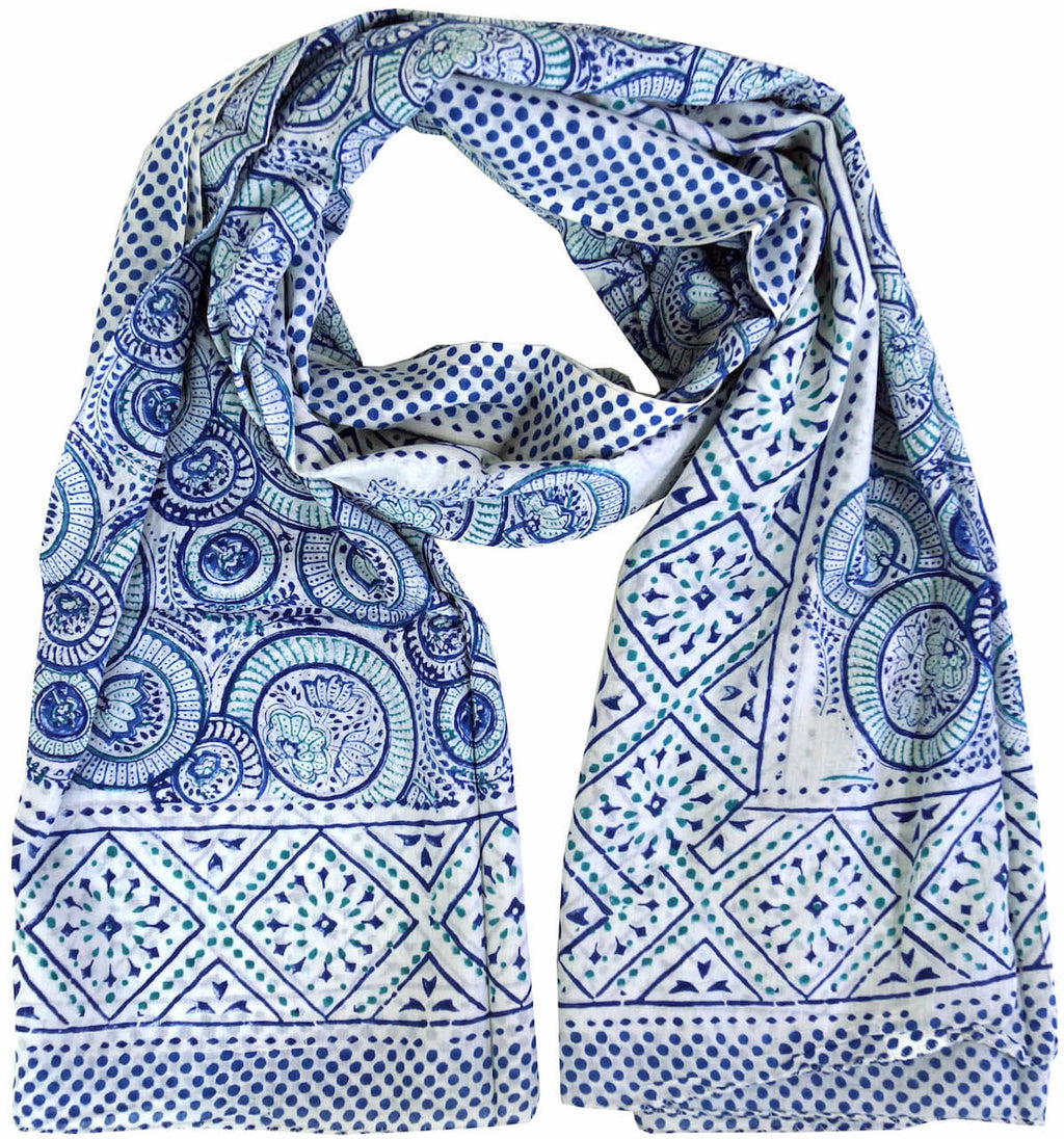 Indigomuster Sarong Baumwolle Paisley Lunghi, Pareo
