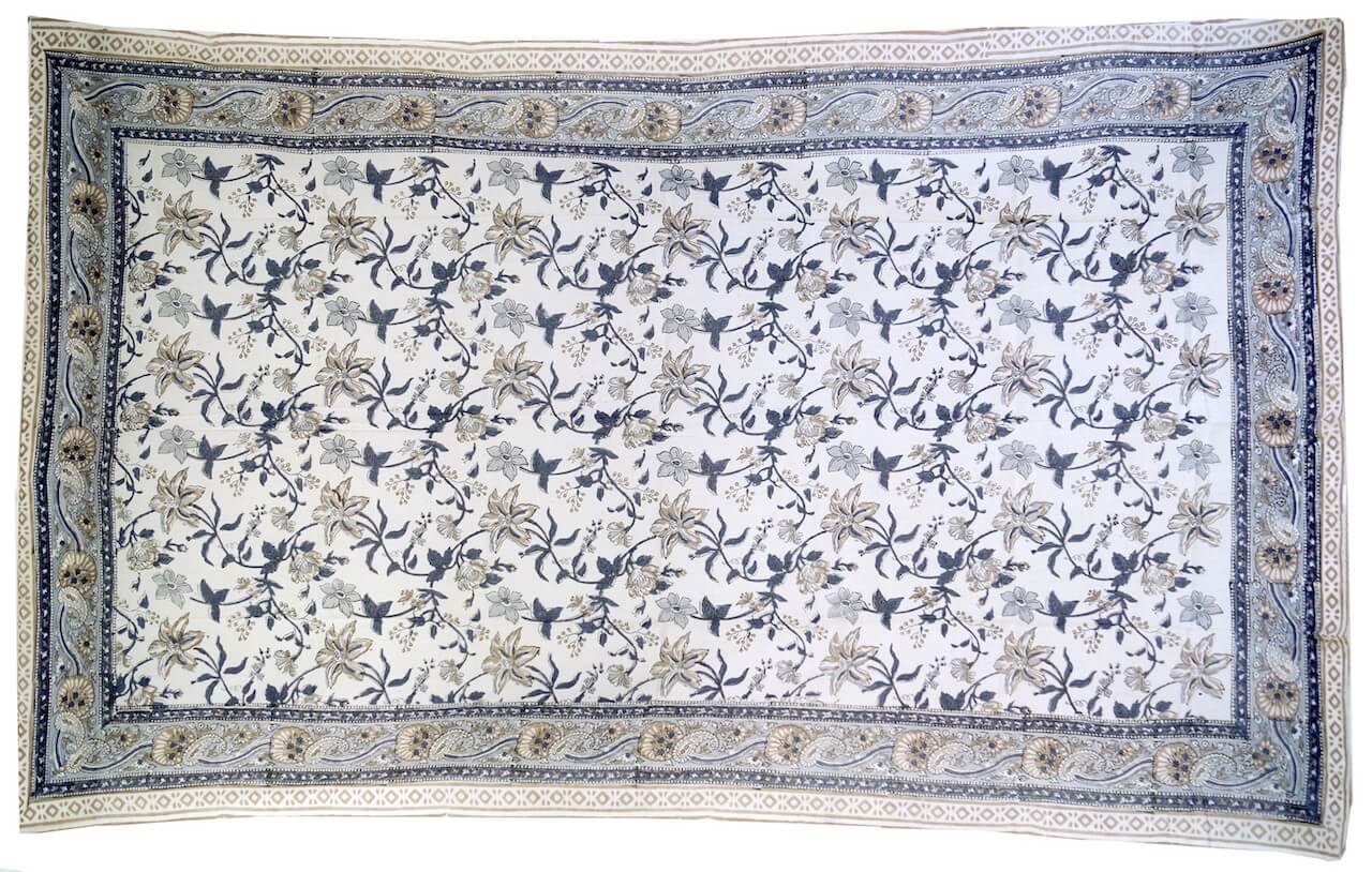 Sarong mit Blumenmuster in Blau- und Brauntönen Lunghi, Pareo