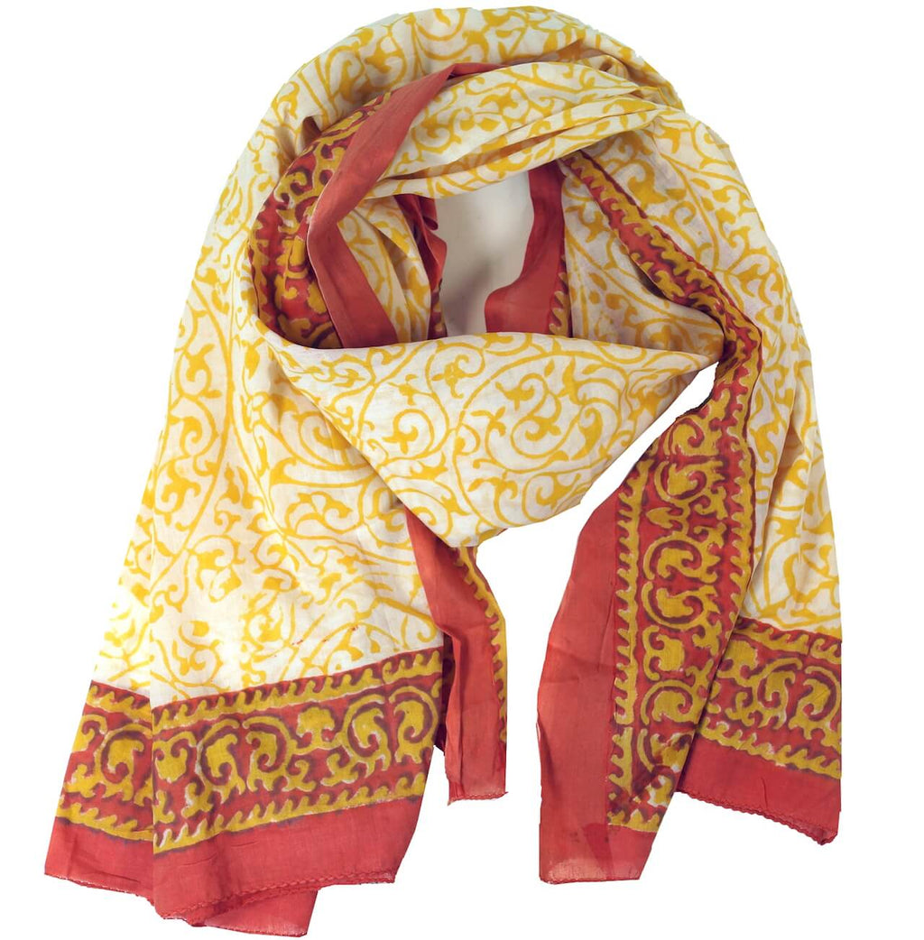 Sarong mit Blumenranken in Orange und Gelb Lunghi, Pareo