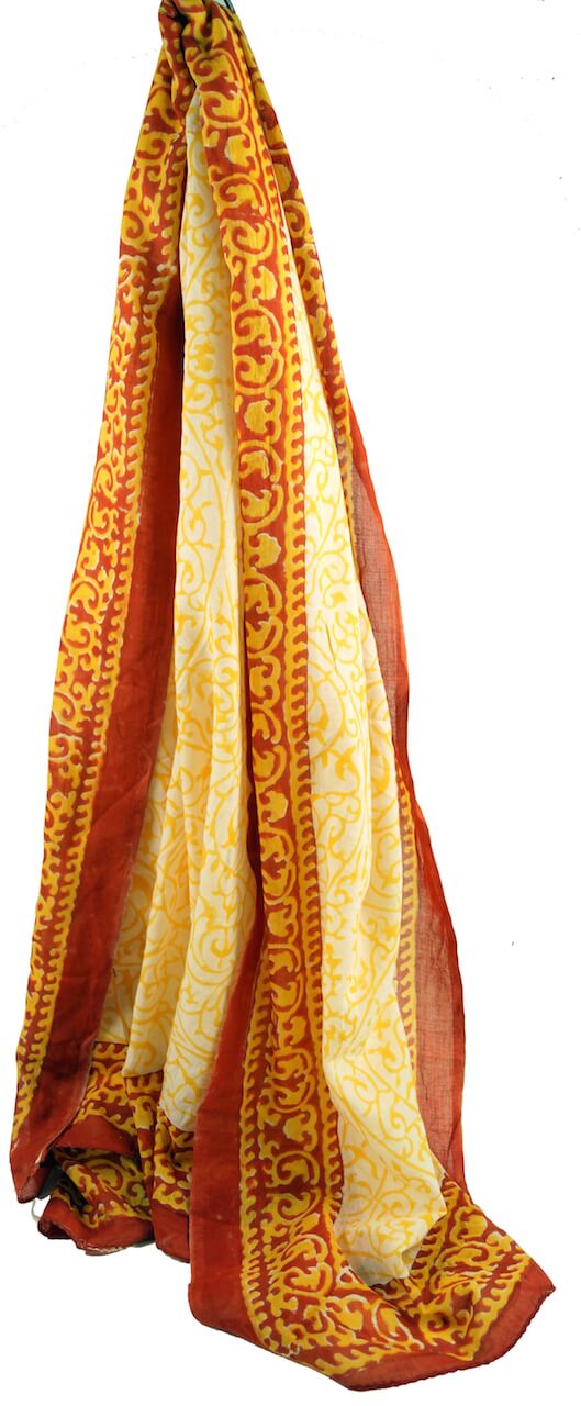Sarong mit Blumenranken in Orange und Gelb Lunghi, Pareo