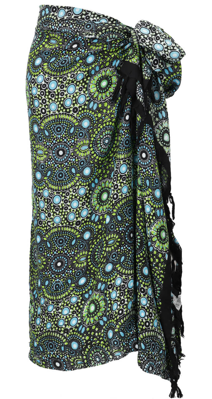 Sarong Blütenmotiv Blau-Gruen Lunghi, Pareo