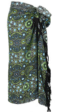 Sarong Blütenmotiv Blau-Gruen Lunghi, Pareo