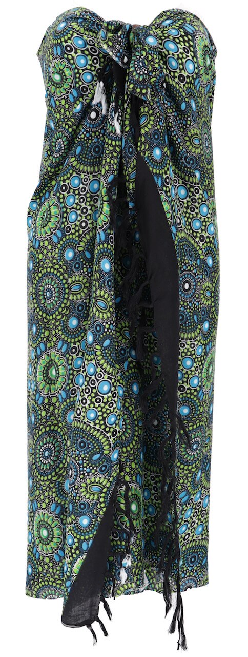 Sarong Blütenmotiv Blau-Gruen Lunghi, Pareo