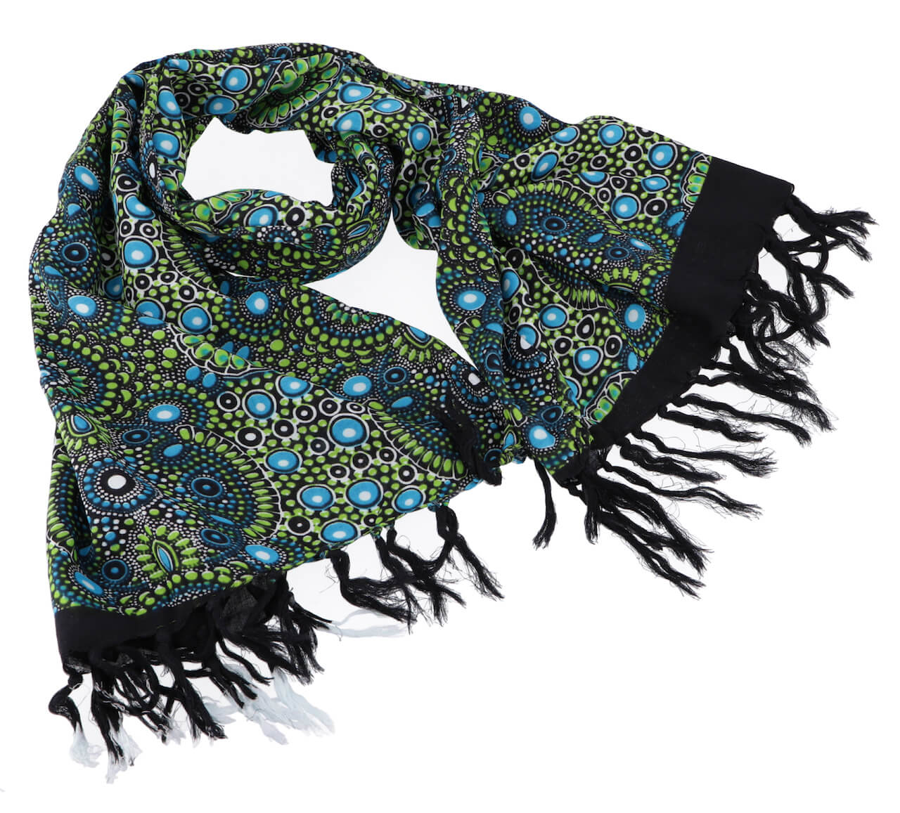 Sarong Blütenmotiv Blau-Gruen Lunghi, Pareo