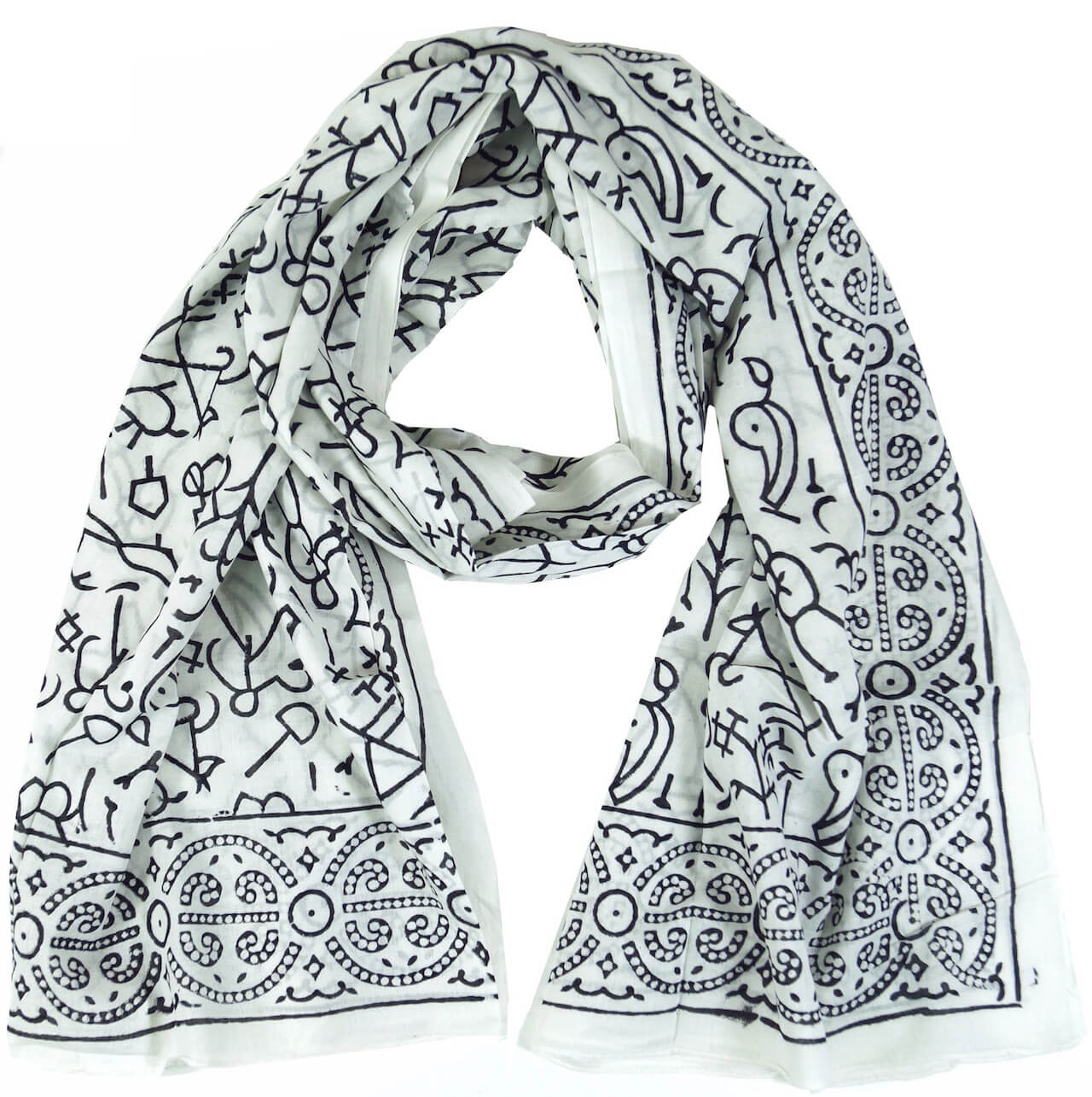 Sarong Traditionelles Indisches MusterSchwarz-Weiss Lunghi, Pareo