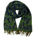 Warme Paisley Stola, Schal, grün blau