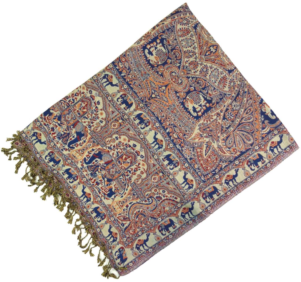 Dünner Akashi Schal mit Paisley Muster Weinrot