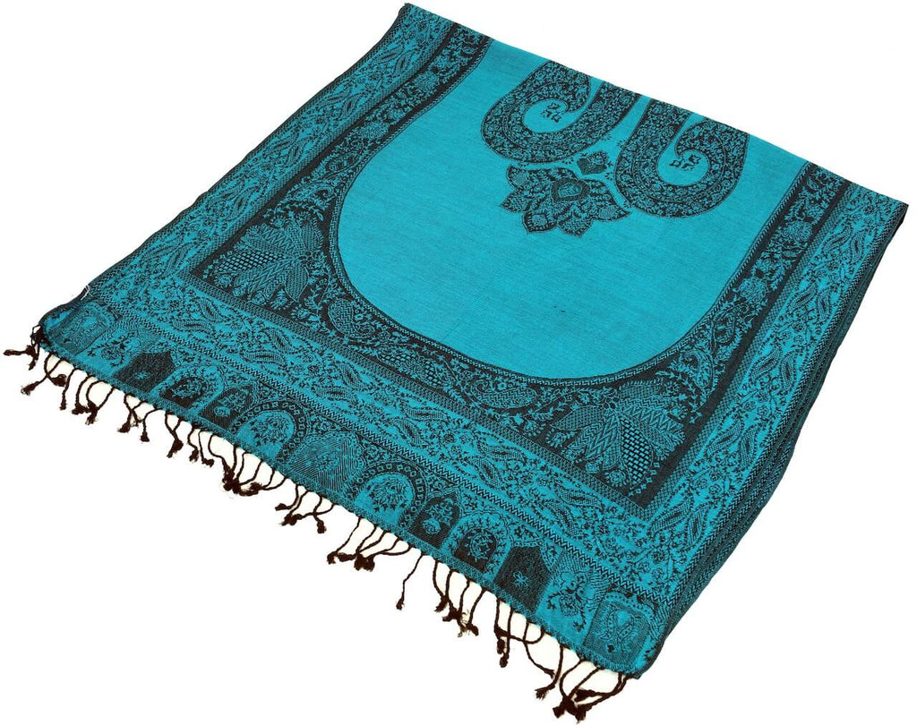 Dünner Akashi Schal mit Paisley Muster Petrol