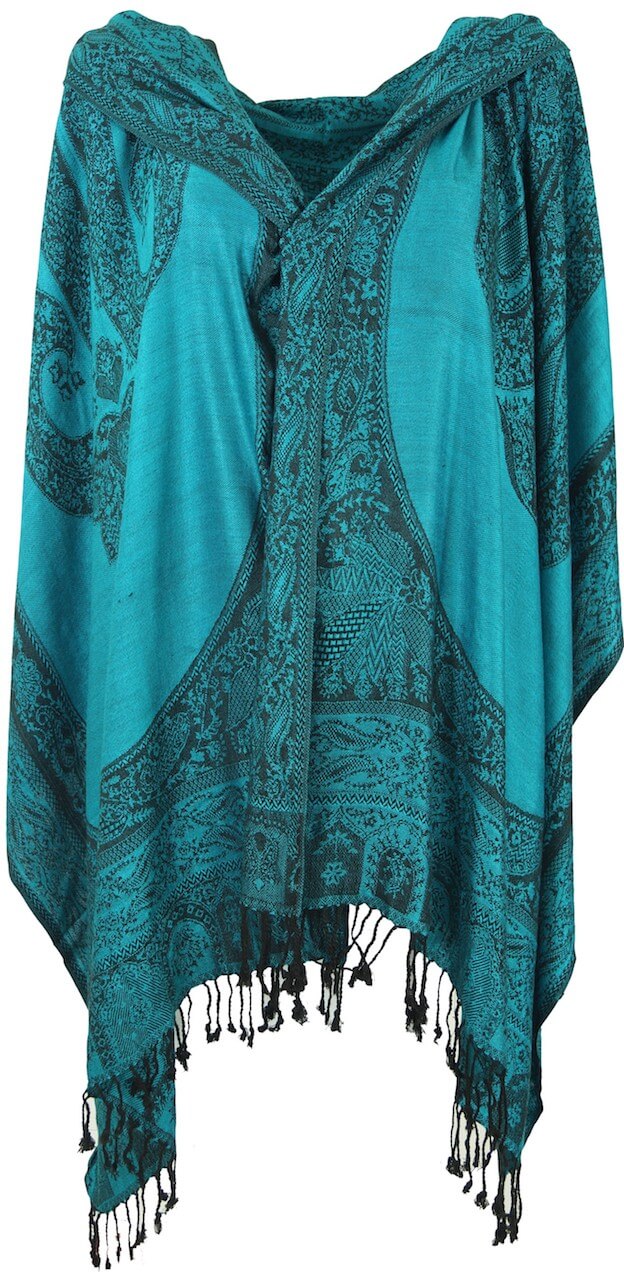 Dünner Akashi Schal mit Paisley Muster Petrol
