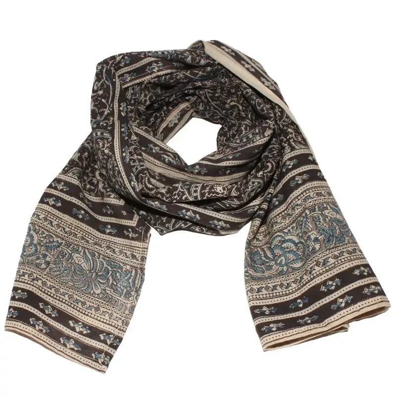 Indische Kalamkari Schals 35×180 cm – Handbedruckte Baumwolle