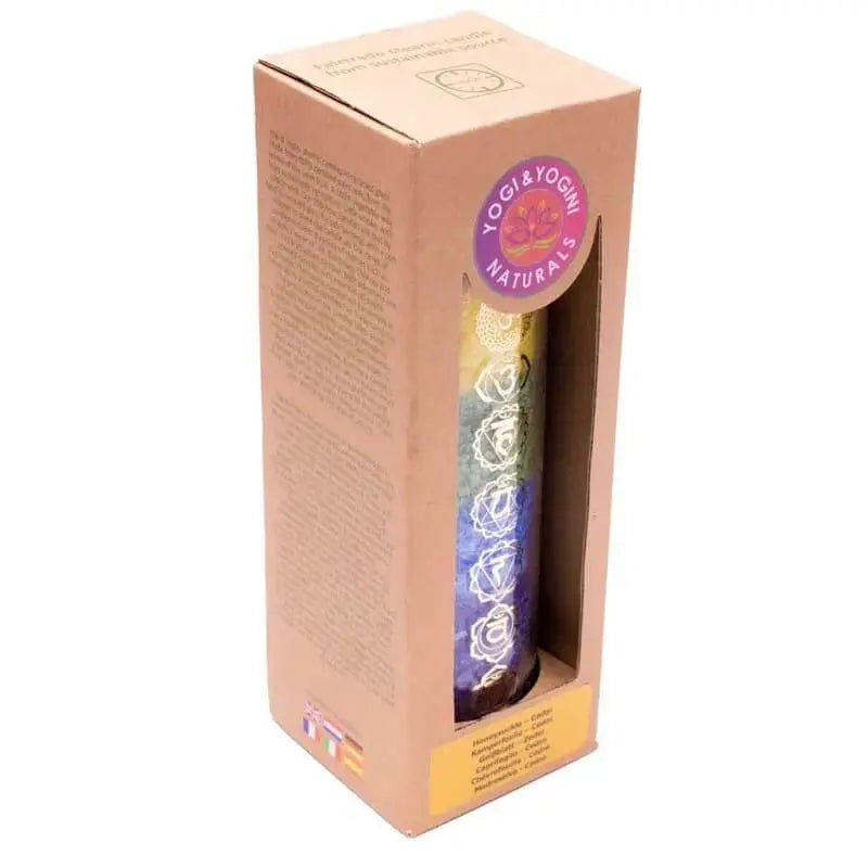 Chakra Kerze 100Std Stearin Aromakerze, ätherische Öle Fair-Trade