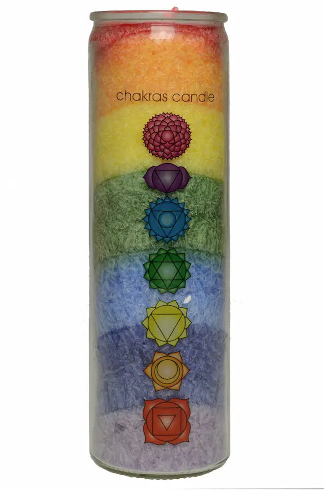 Chakra Kerze 100Std Stearin Aromakerze, ätherische Öle Fair-Trade