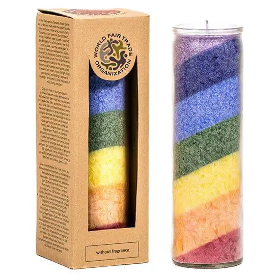 Bunte Regenbogenkerze ohne Duft 100% veganes Stearin 100 Stunden