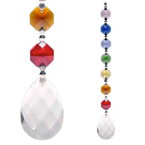 Amrita Feng-Shui Chakra Kristall-Kette Sieben chakrafarbige Kristalle