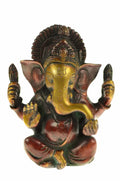 Ganesha Bronze Statue sitzend – Glücksbringer Figur 12 cm