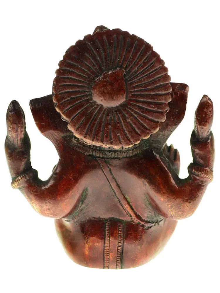 Ganesha Bronze Statue sitzend – Glücksbringer Figur 12 cm