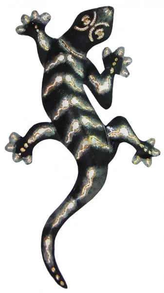 Gecko Schwarz-Weiss 30cm Metall Wanddekoration