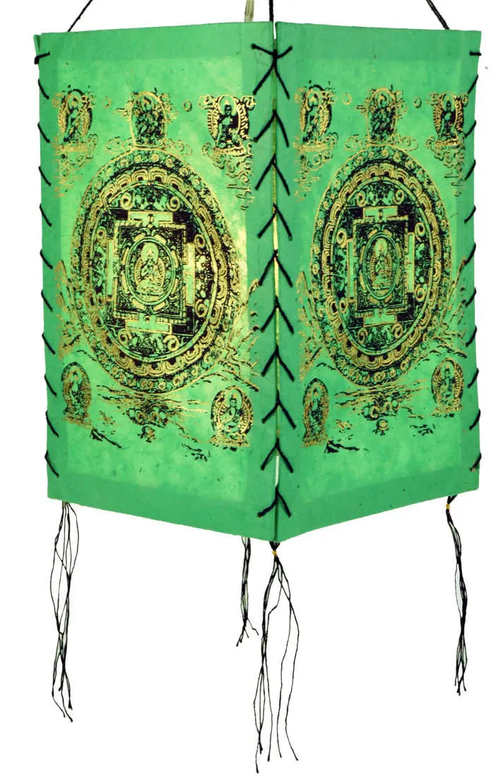 Viereckige Papierlampe buddhistische Motive
