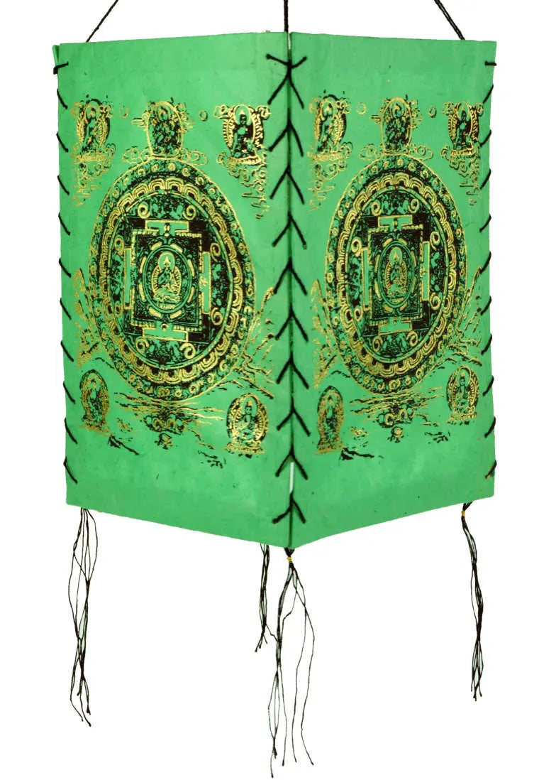 Viereckige Papierlampe buddhistische Motive