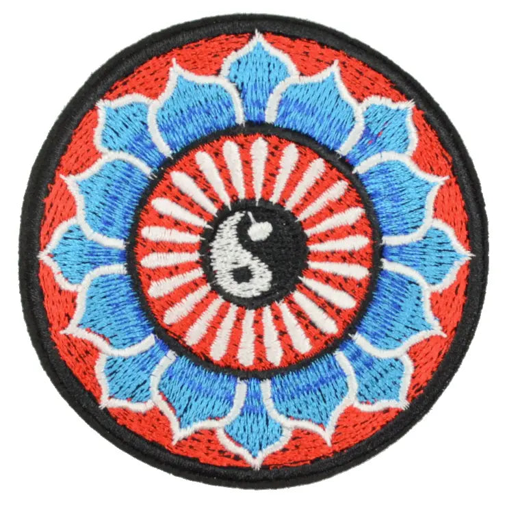 Yinyang Aufnäher rund Lotus