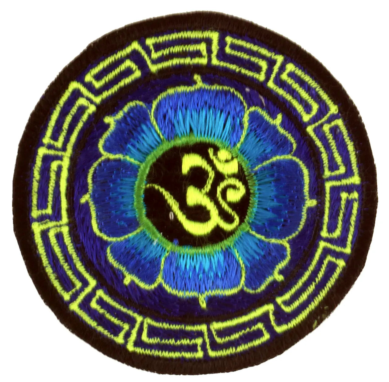 Om im Lotus Aufnäher Blau
