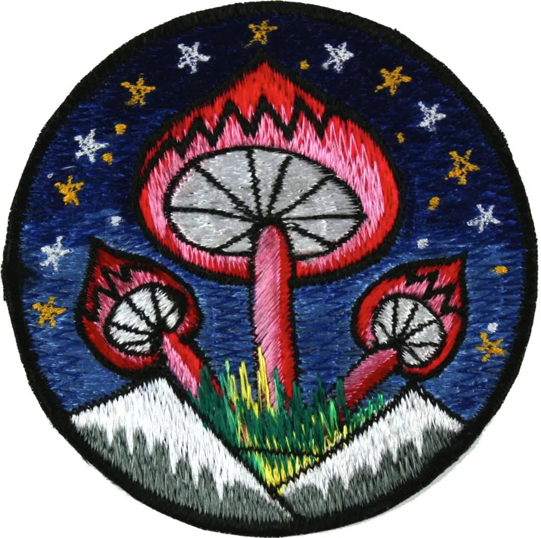 Pilze Aufnäher, blau 8cm
