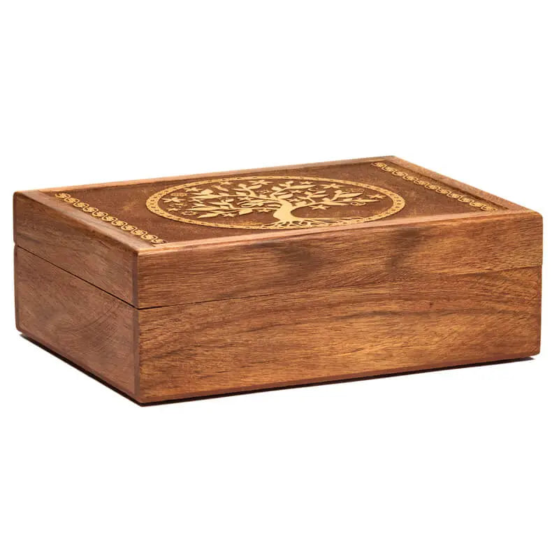 Handgearbeitete Lebensbaum Holztruhe Schmuckkästchen Dose Schatulle