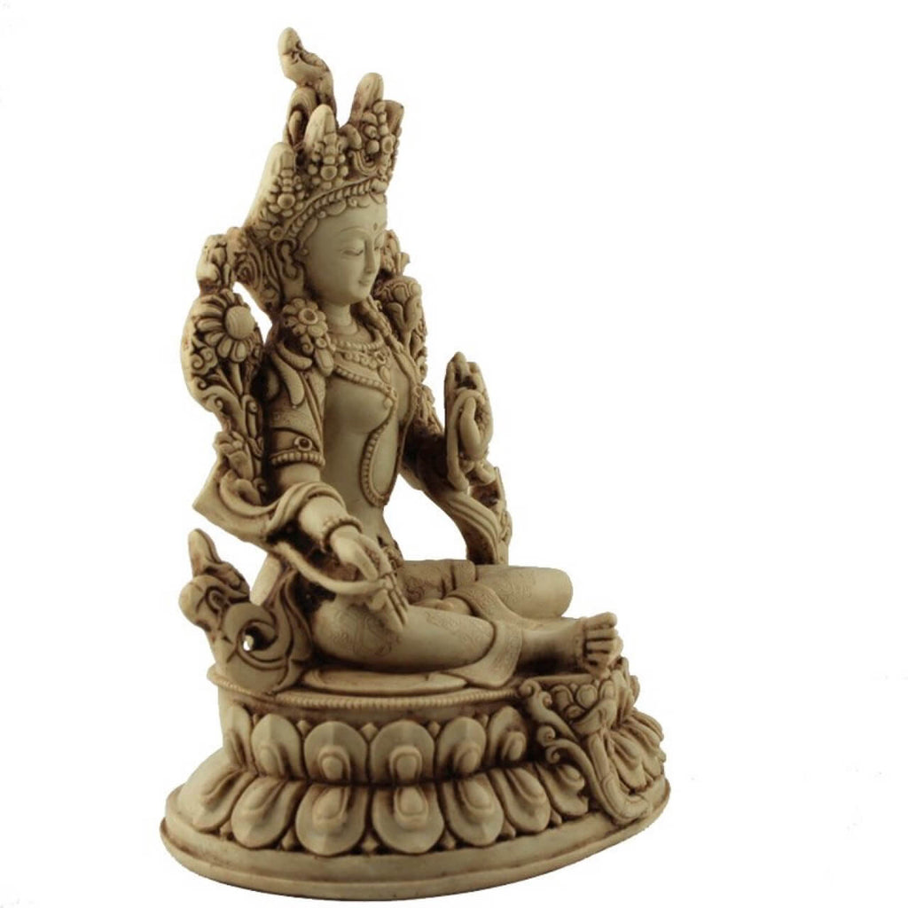 Tara Statue aus Polyserin im Vintage Look buddhistische Figur