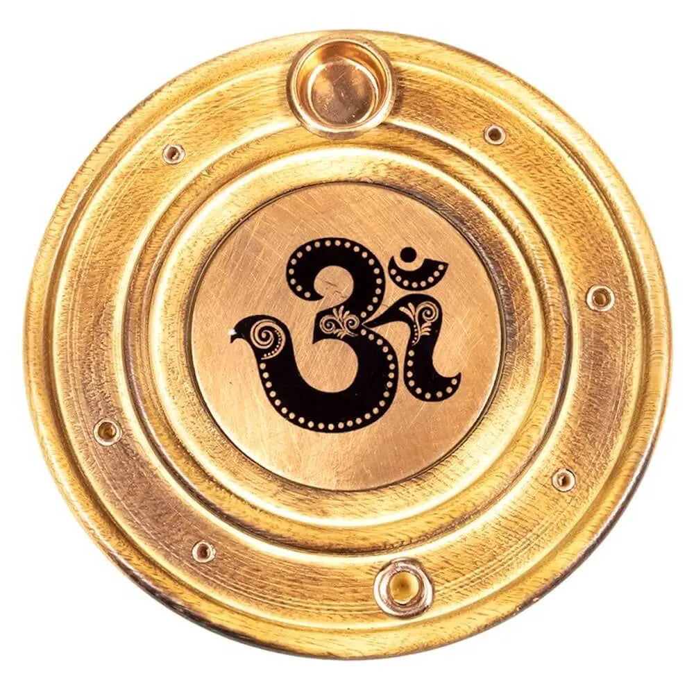 Holz Kupfer OM Symbol Räucherstäbchenhalter