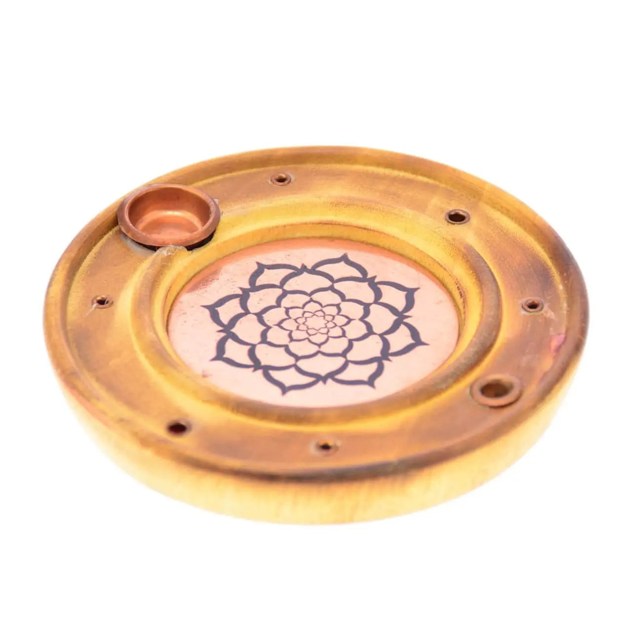 Holz Kupfer Lotusblüte Mandala Räucherstäbchenhalter
