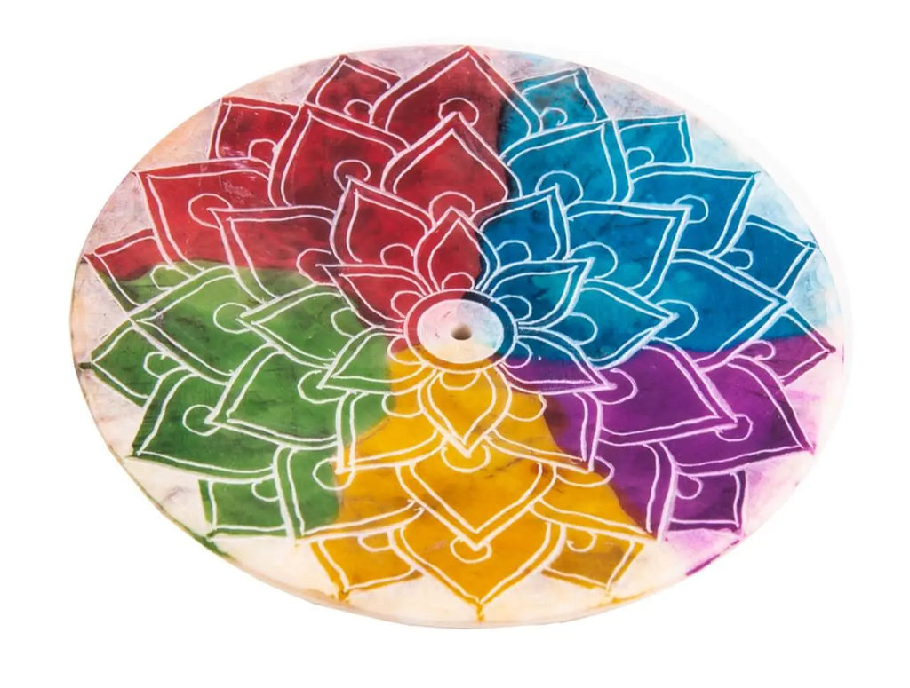 Räuchstäbchenhalter Speckstein Mandala Regenbogen