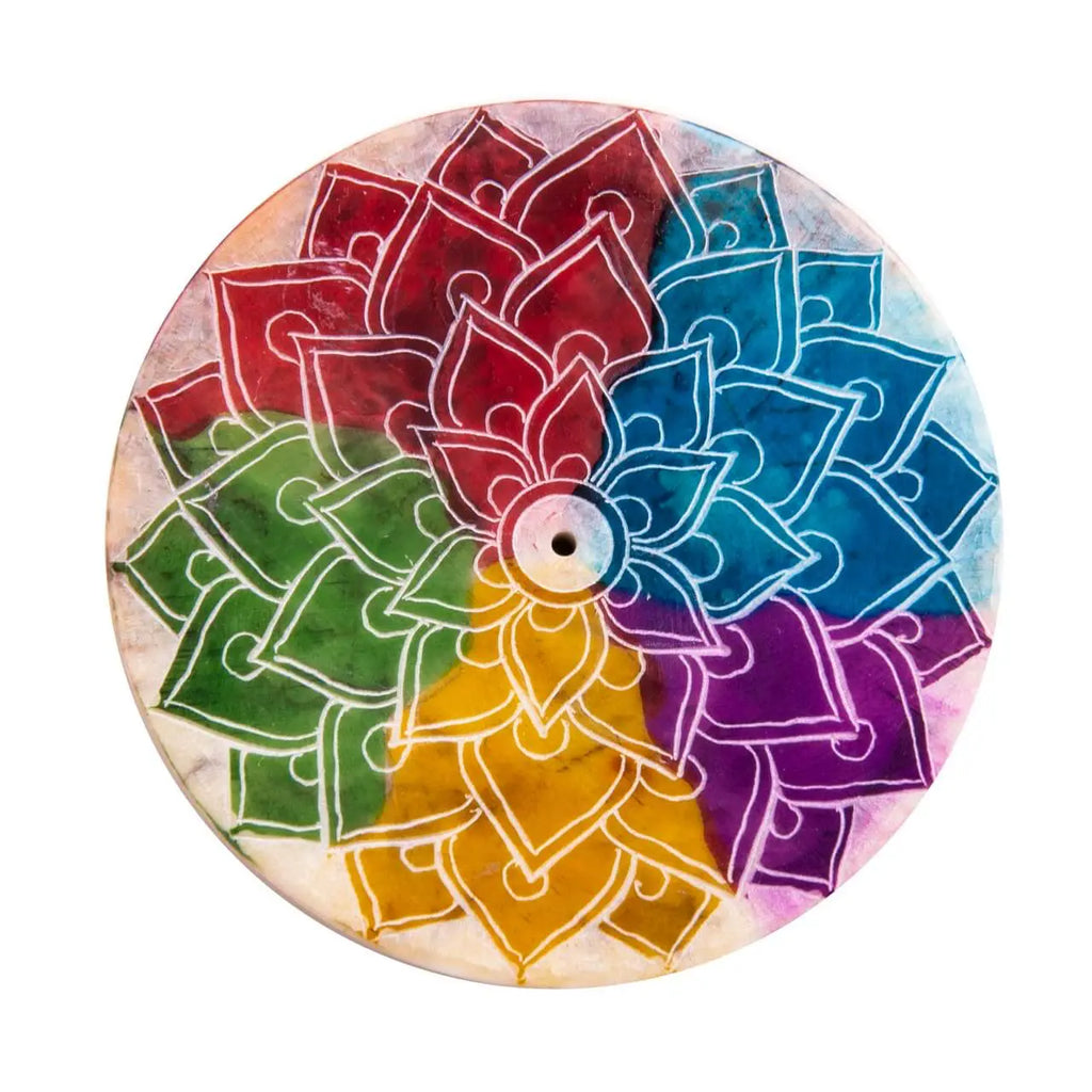 Räuchstäbchenhalter Speckstein Mandala Regenbogen