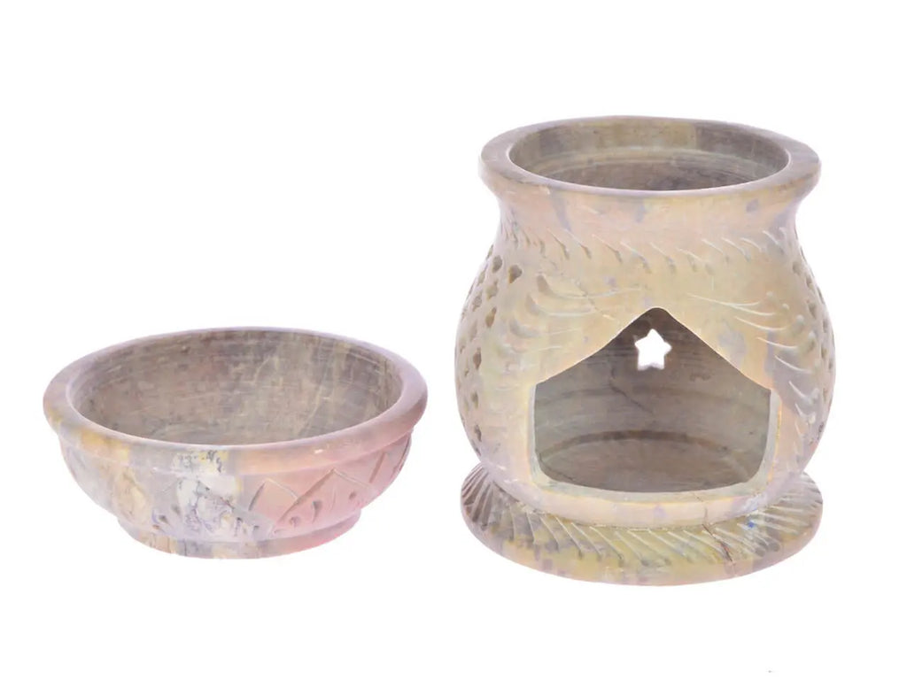 Speckstein Duftlampe indische Motive
