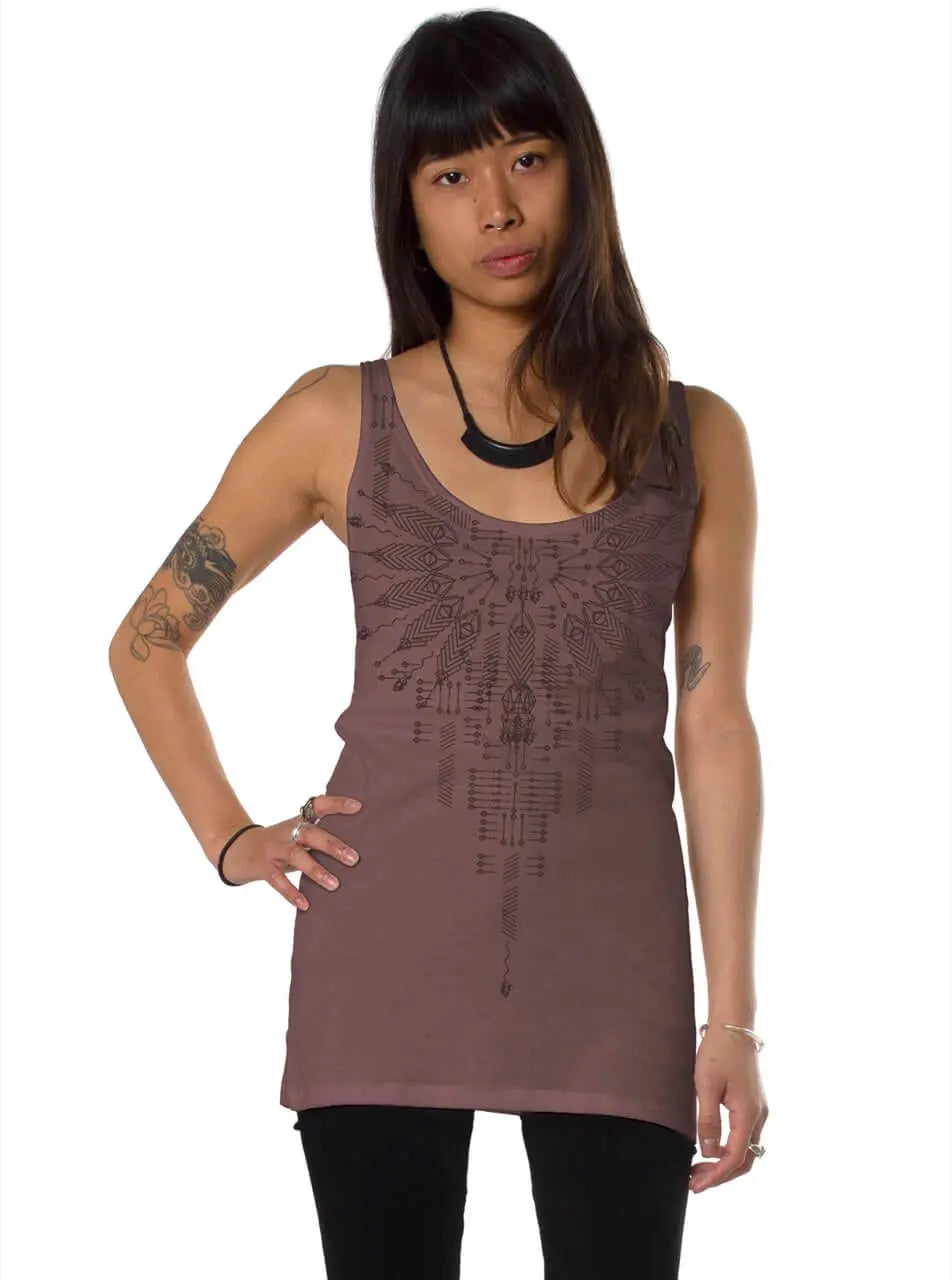 Plazmalab Astarta Tank-Top mit Tribal-Print Kreuzträger, Leichtes Design